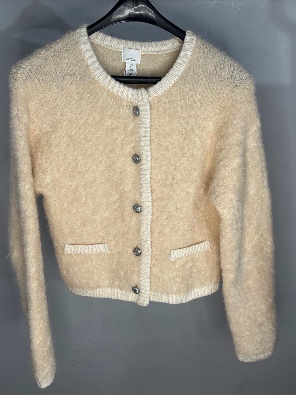 H&M Cozy Cream Wool Blend Cardigan Jacket